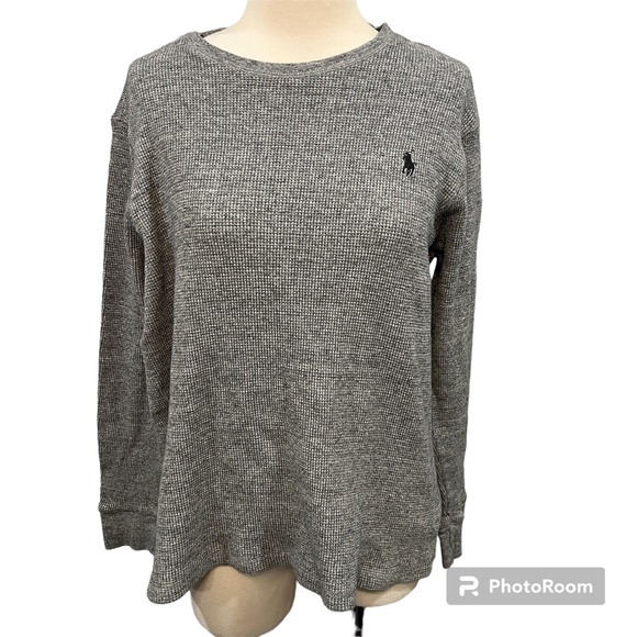RALPH LAUREN Grey Waffle‎ Knit Thermo Crewneck Long Sleeve Shirt (XL) - Picture 1 of 8